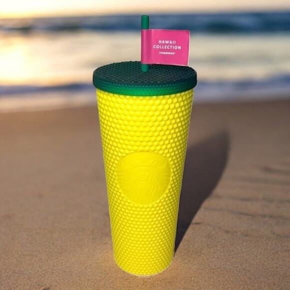 Starbucks Hawaii Collection Exclusive Pineapple Studded Tumbler & Straw 24oz NWT - Picture 1 of 5